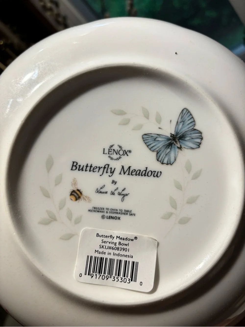 Lenox Butterfly Meadow Serving Bowl - White Floral & Butterfly Accents NIB